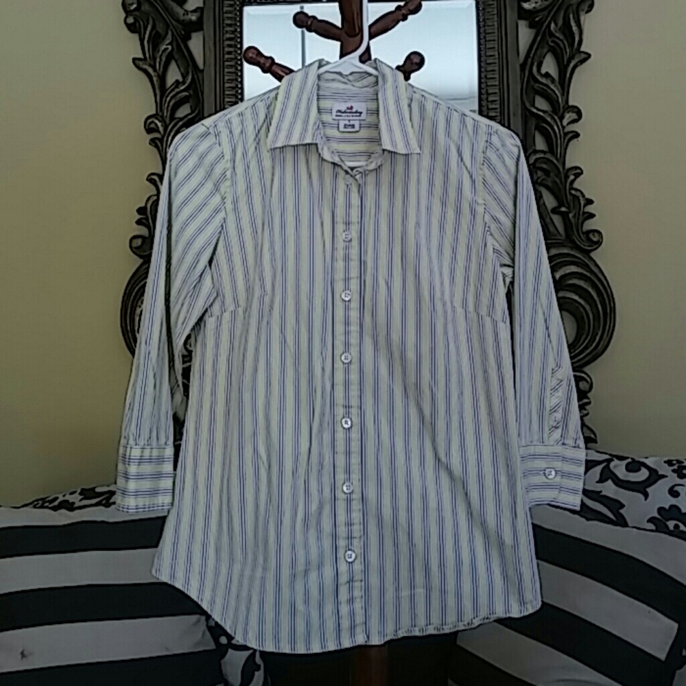 NEW J.CREW  stripe strech 3/4 sleeves shirt SizeS